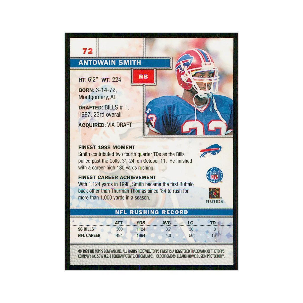 1999 Topps Finest w Coating Antowain Smith Bills #72