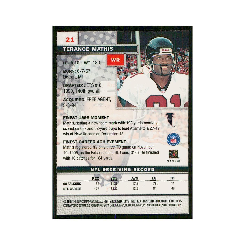 1999 Topps Finest w Coating Terance Mathis Falcons #21