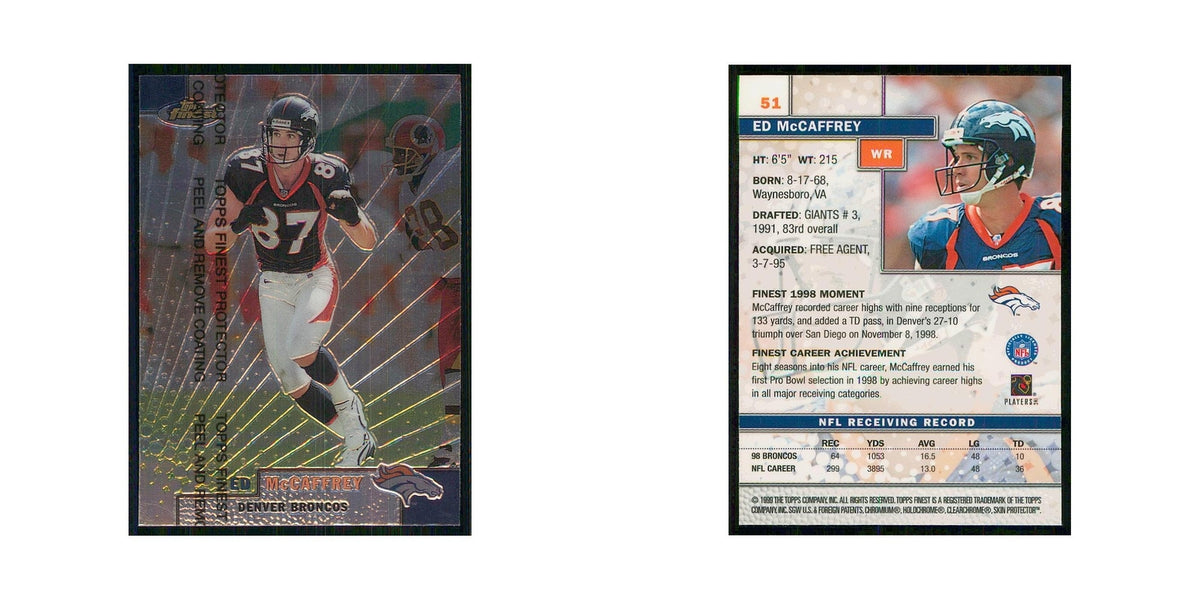 1999 Topps Finest W Coating Ed McCaffery Broncos #51