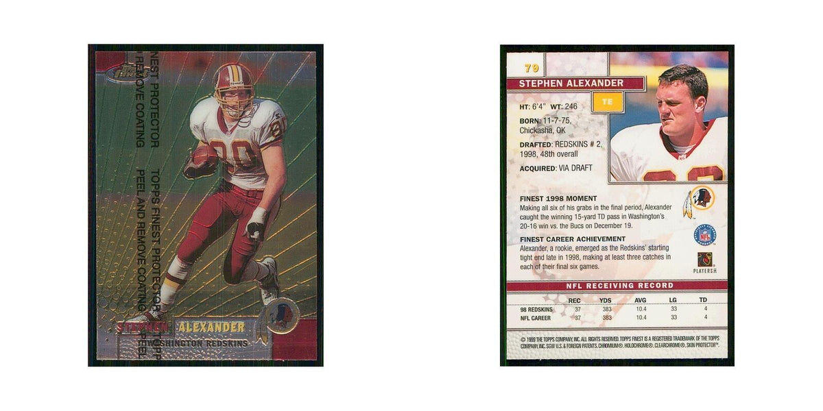 1999 Topps Finest w Coating Stephen Alexander Redskins #79