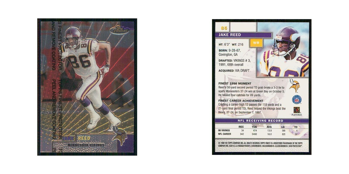 1999 Topps Finest w Coating Jake Reed Vikings #85