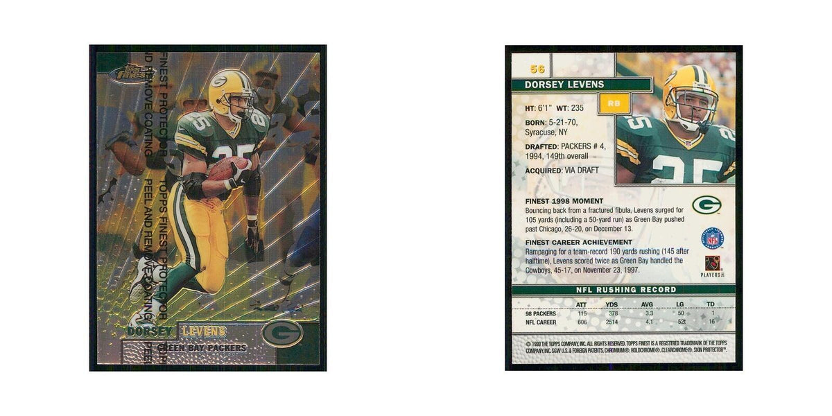 1999 Topps Finest w Coating Dorsey Levens Packers #56