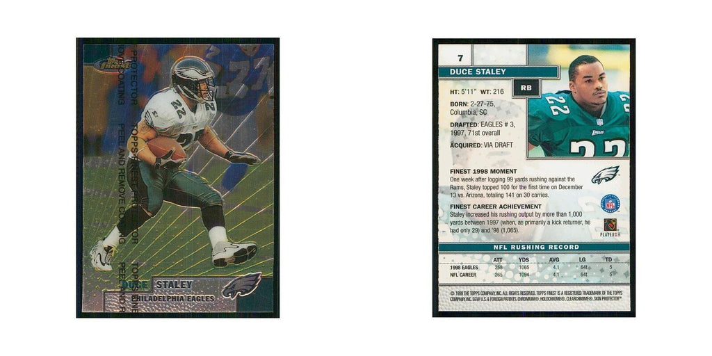 1999 Topps Finest w Coating Duce Staley Eagles #7