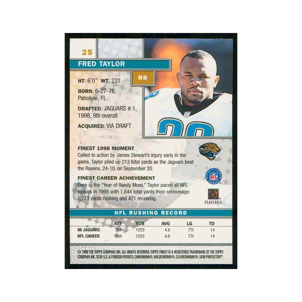 1999 Topps Finest w Coating Fred Taylor Jaguars #25