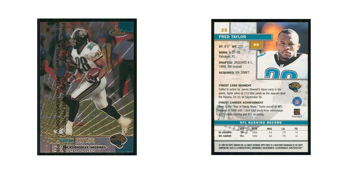 1999 Topps Finest w Coating Fred Taylor Jaguars #25
