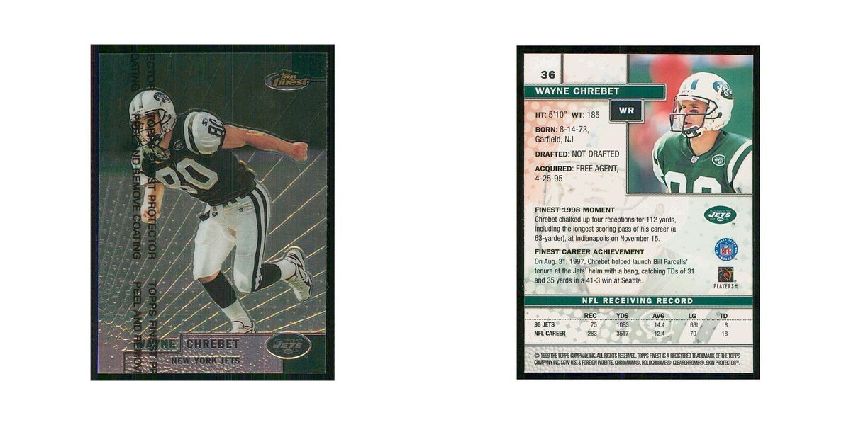 1999 Topps Finest w Coating Wayne Chrebet Jets #36