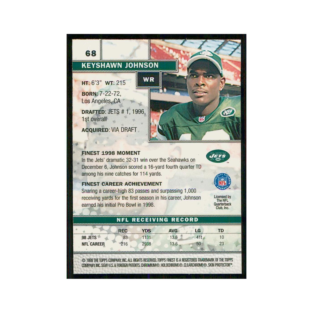 1999 Topps Finest w Coating Keyshawn Johnson Jets #68