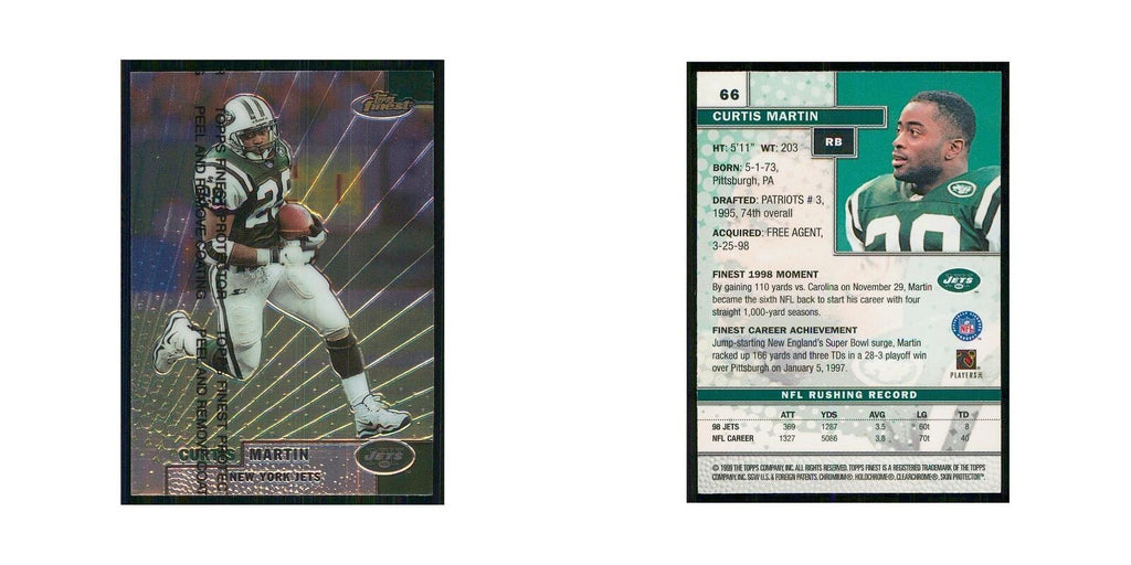 1999 Topps Finest w Coating Curtis Martin Jets #66