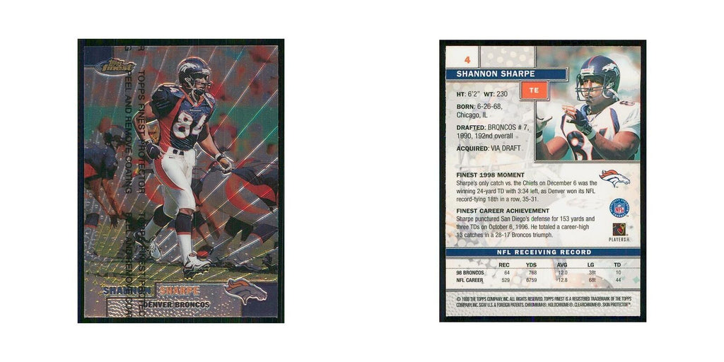 1999 Topps Finest w Coating Shannon Sharpe Broncos #4