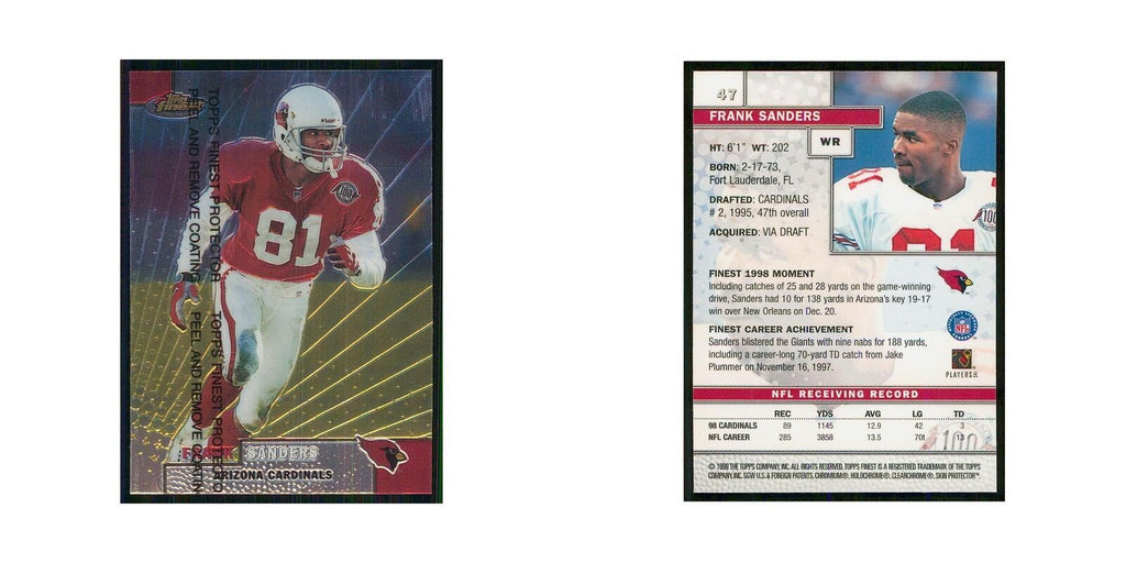 1999 Topps Finest w Coating Frank Sanders Cardinals #47