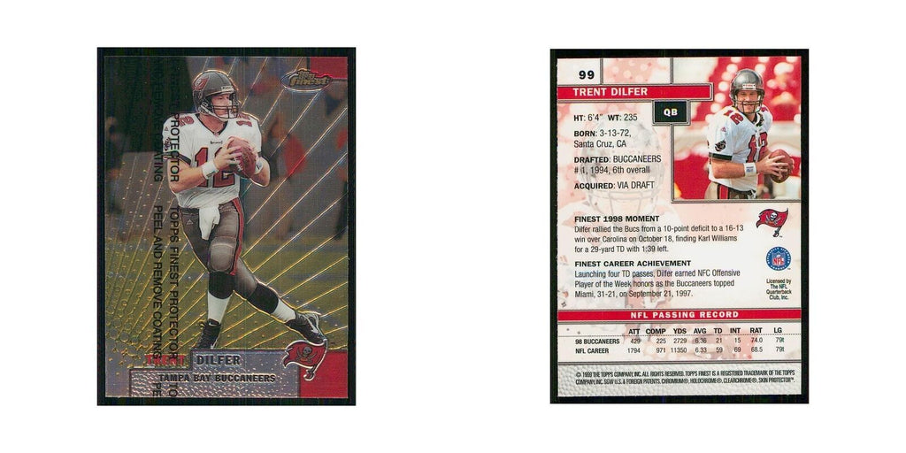 1999 Topps Finest w Coating Trent Dilfer Buccaneers #99