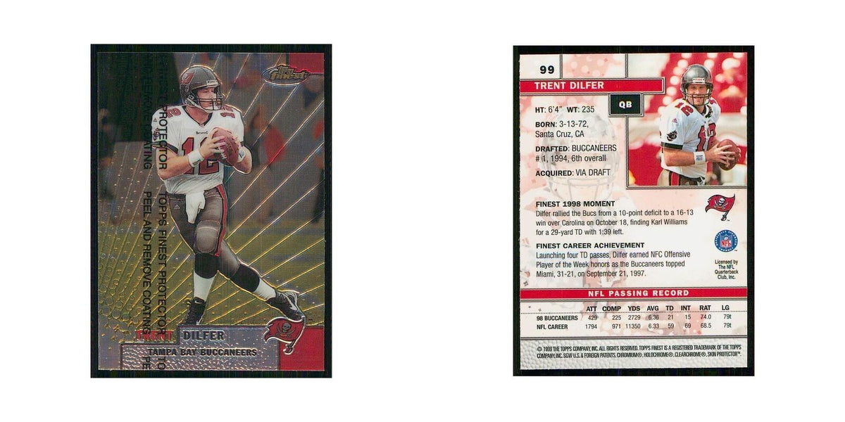1999 Topps Finest w Coating Trent Dilfer Buccaneers #99