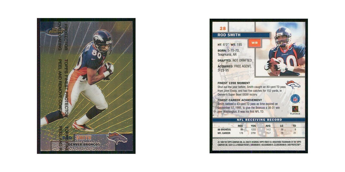 1999 Topps Finest w Coating Rod Smith Broncos #28