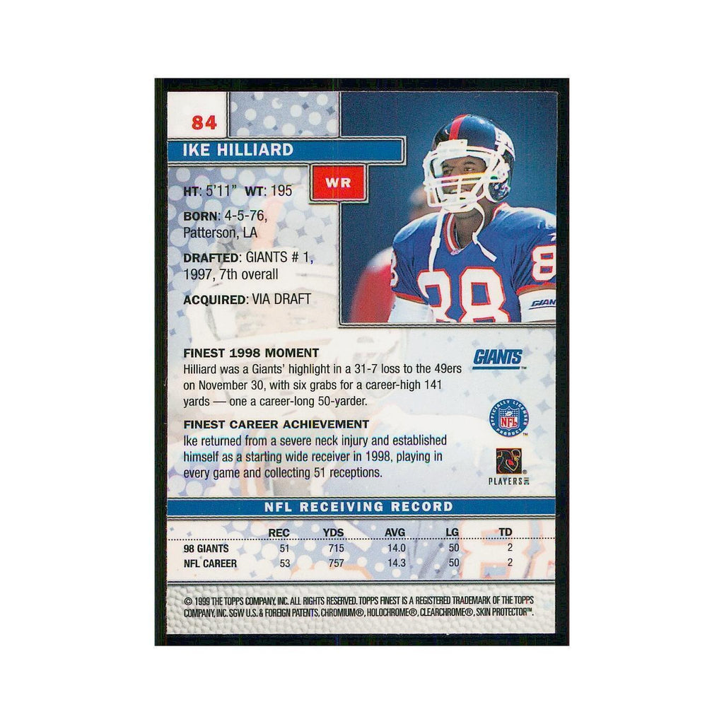1999 Topps Finest w Coating Ike Hilliard Giants #84