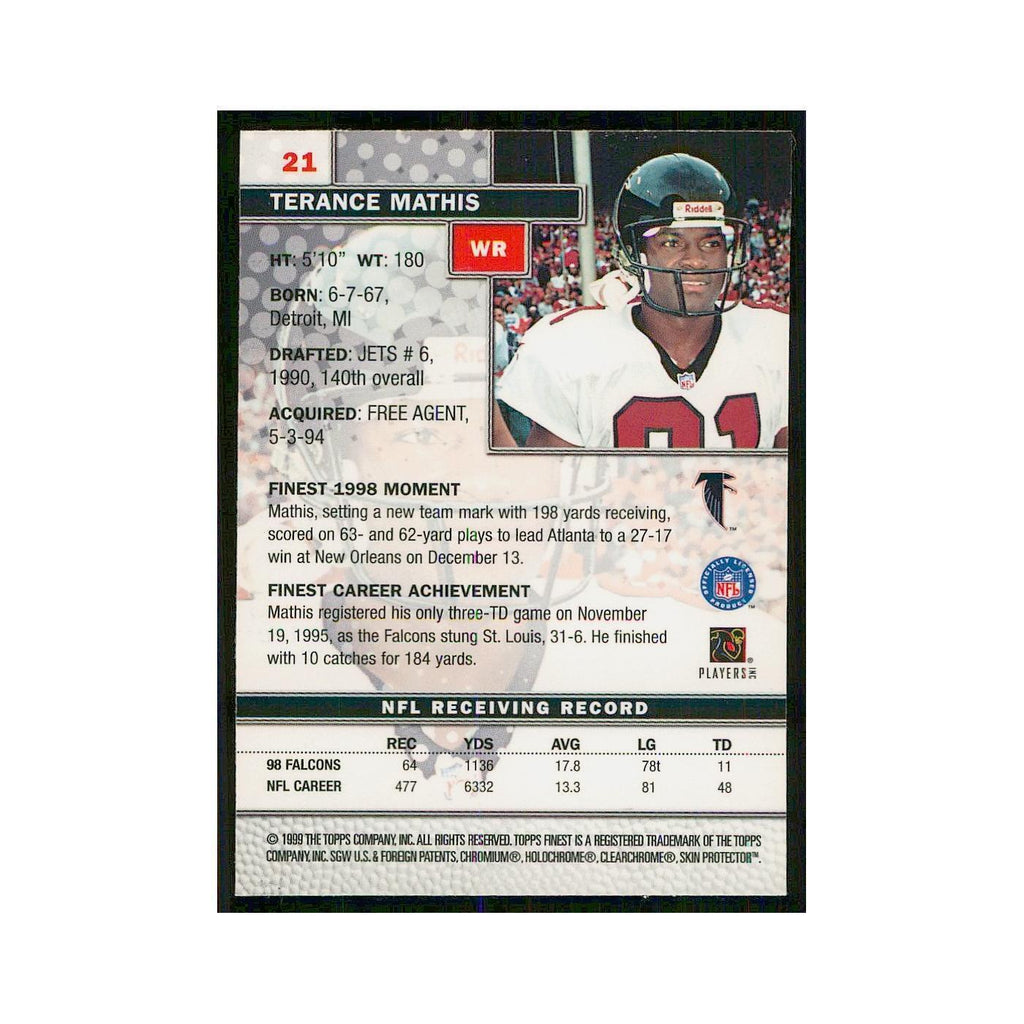 1999 Topps Finest w Coating Terance Mathis Falcons #21