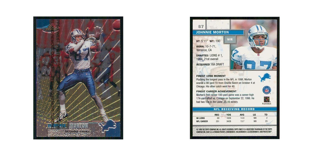 1999 Topps Finest w Coating Johnnie Morton Lions #87