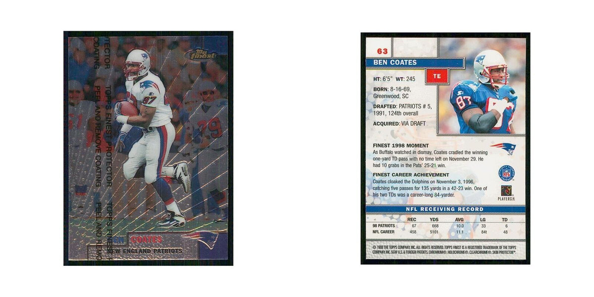 1999 Topps Finest w Coating Ben Coates Patriots #63