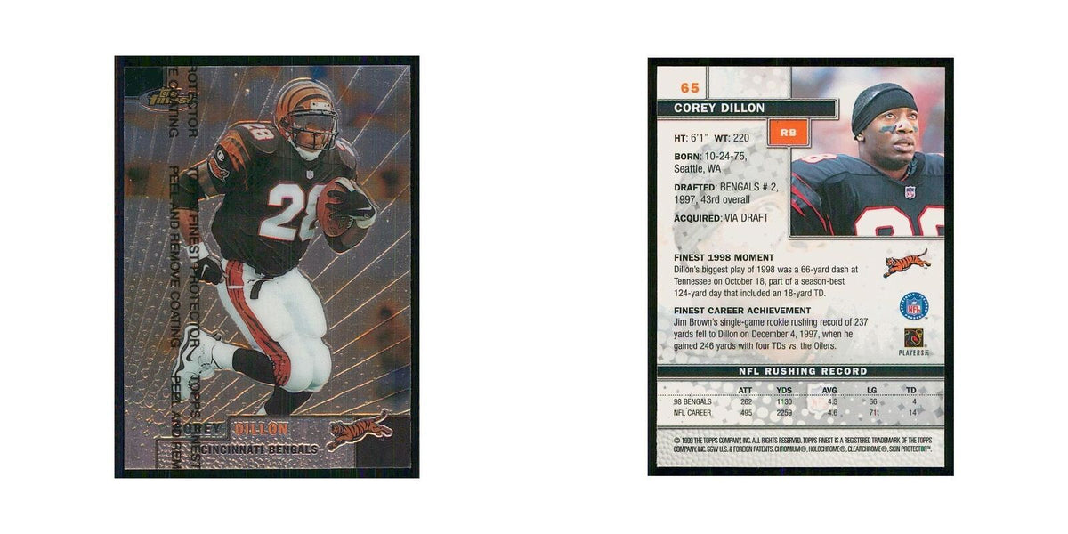 1999 Topps Finest w Coating Corey Dillon Bengals #65