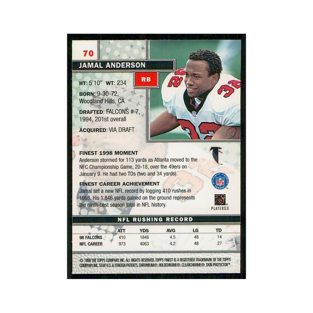 1999 Topps Finest w Coating Jamal Anderson Falcons #70