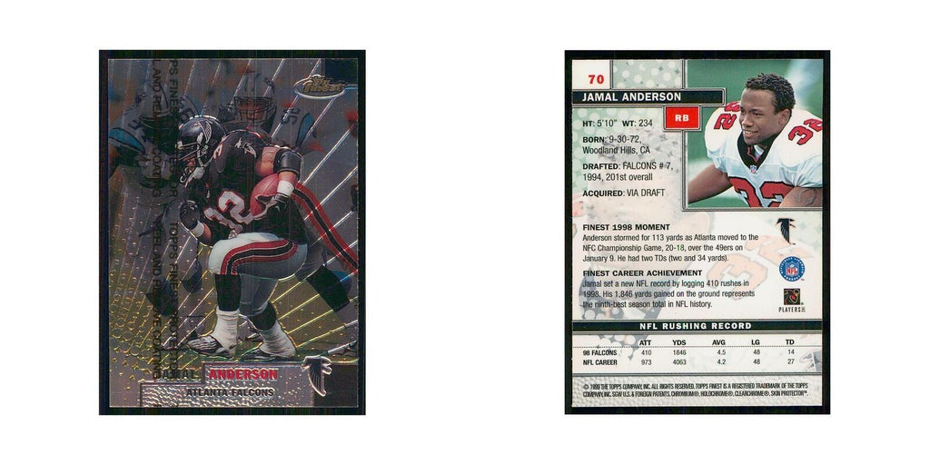 1999 Topps Finest w Coating Jamal Anderson Falcons #70