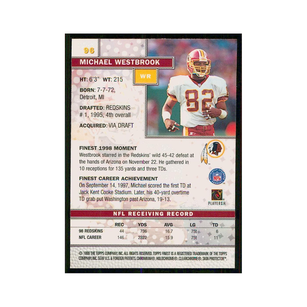 1999 Topps Finest w Coating Michael Westbrook Redskins #96