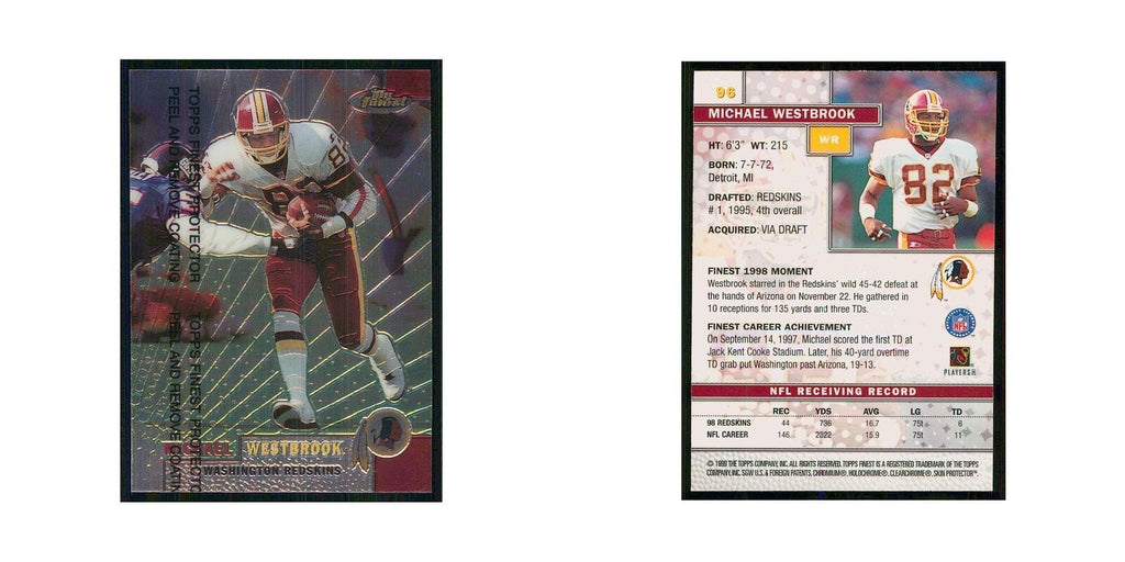 1999 Topps Finest w Coating Michael Westbrook Redskins #96