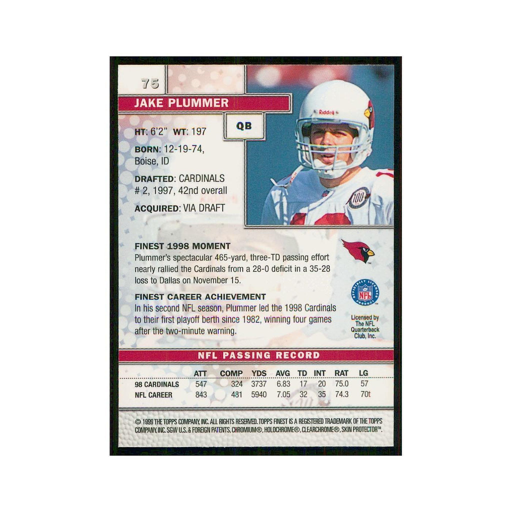 1999 Topps Finest w Coating Jake Plummer Cardinals #75