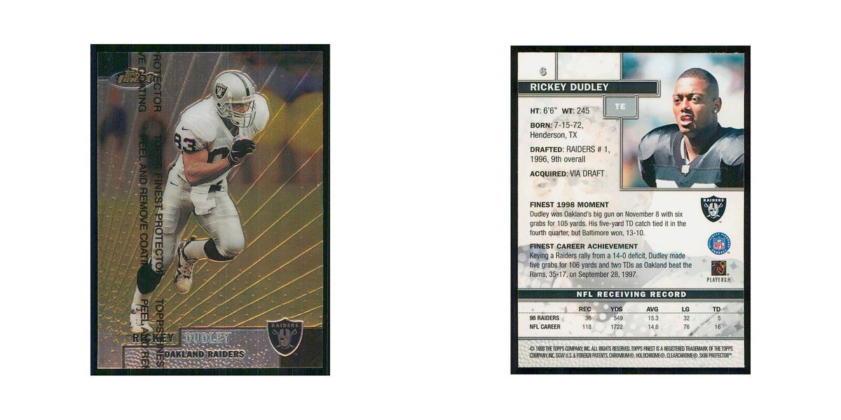 1999 Topps Finest w Coating Rickey Dudley Raiders #6