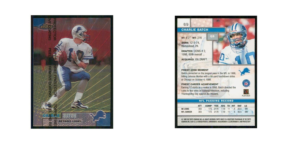 1999 Topps Finest w Coating Charlie Batch Lions #69