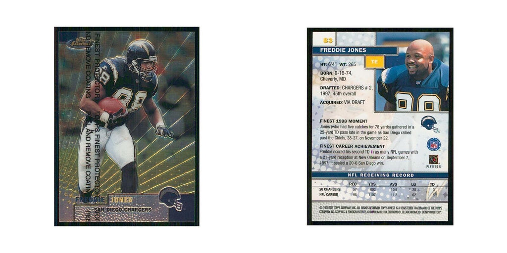 1999 Topps Finest w Coating Freddie Jones San Diego Chargers #83