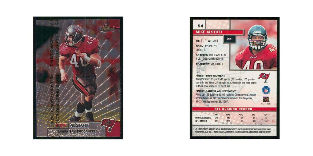 1999 Topps Finest w Coating Mike Alstott Buccaneers #54