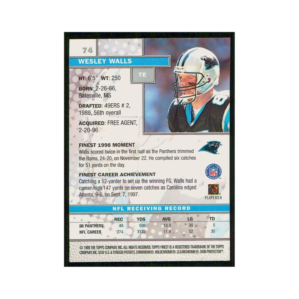 1999 Topps Finest w Coating Wesley Walls Panthers #74