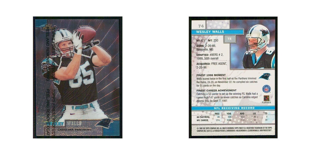 1999 Topps Finest w Coating Wesley Walls Panthers #74