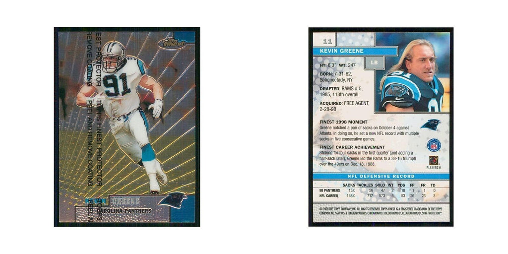 1999 Topps Finest w Coating Kevin Greene Panthers #11
