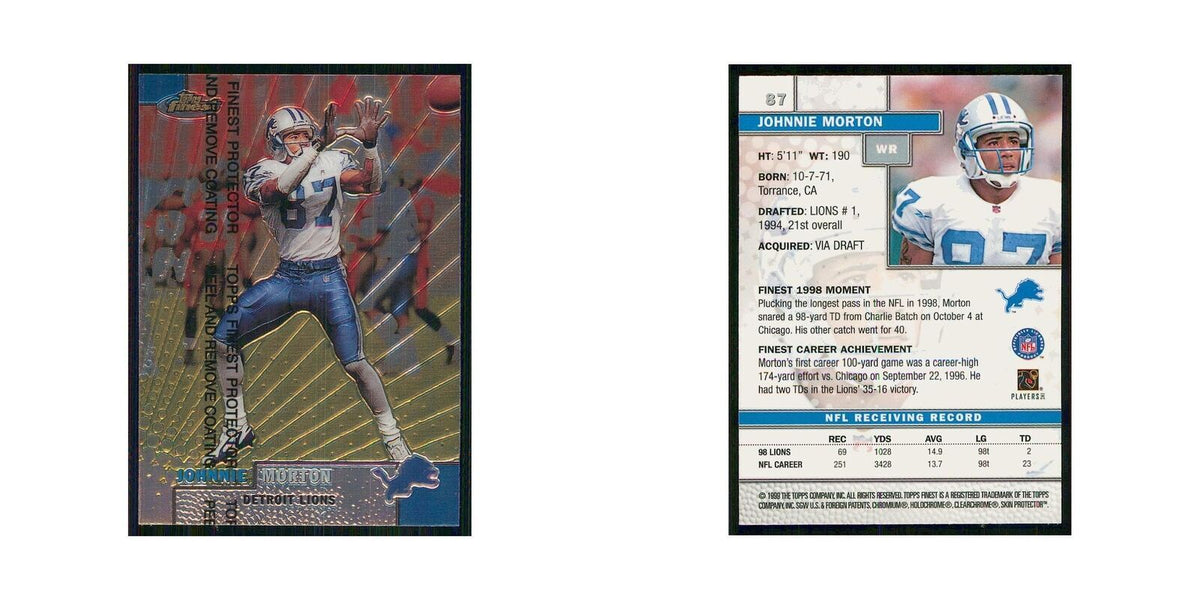 1999 Topps Finest w Coating Johnnie Morton Lions #87