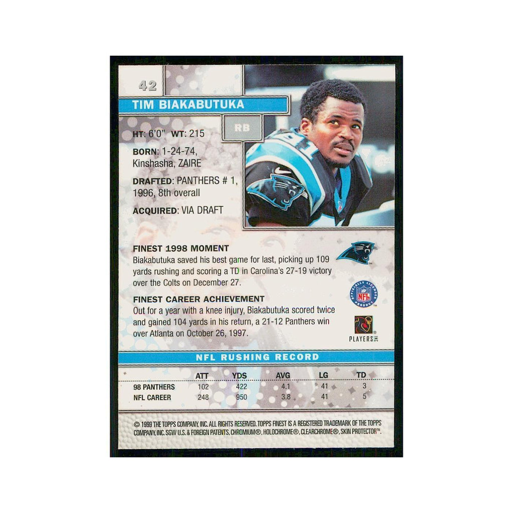 1999 Topps Finest w Coating Tim Biakabutuka Panthers #42