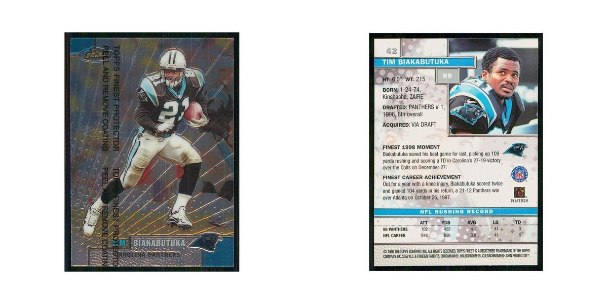 1999 Topps Finest w Coating Tim Biakabutuka Panthers #42