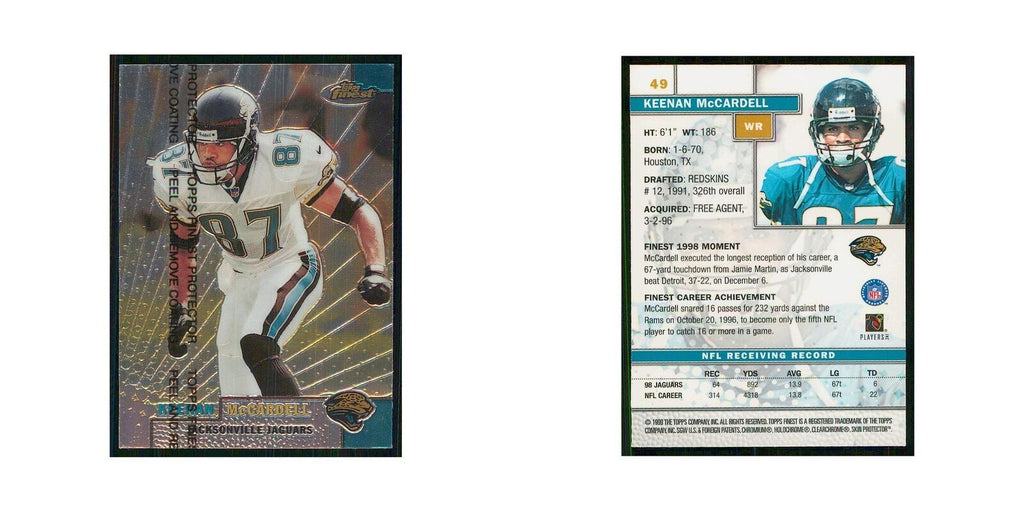 1999 Topps Finest w Coating Keenan McCardell Jaguars #49