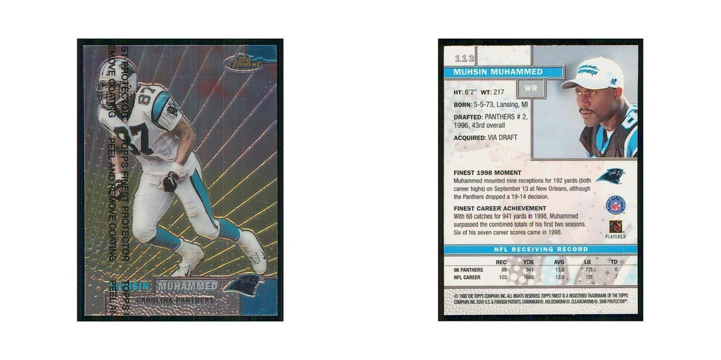 1999 Topps Finest w Coating Muhsin Muhammad Panthers #113