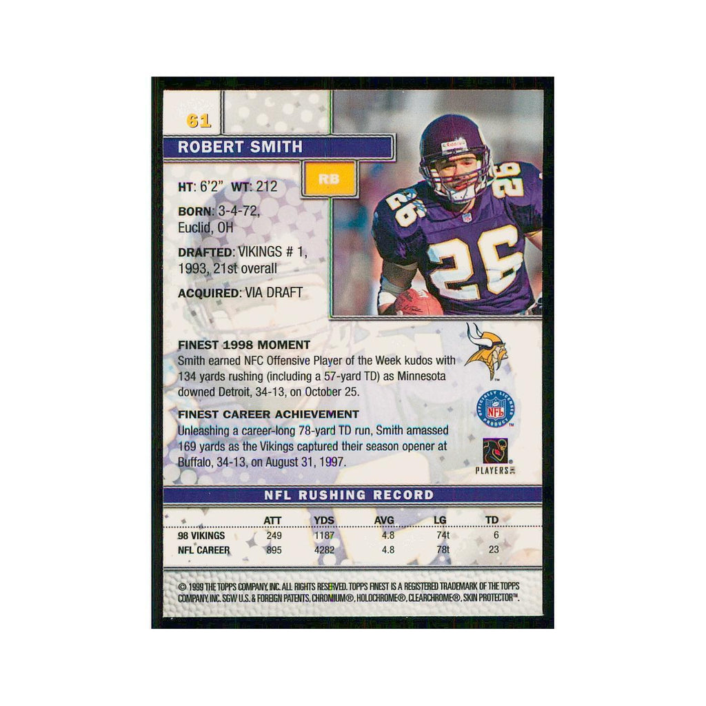 1999 Topps Finest w Coating Robert Smith Vikings #61