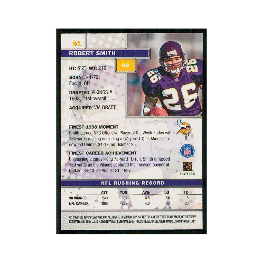 1999 Topps Finest w Coating Robert Smith Vikings #61