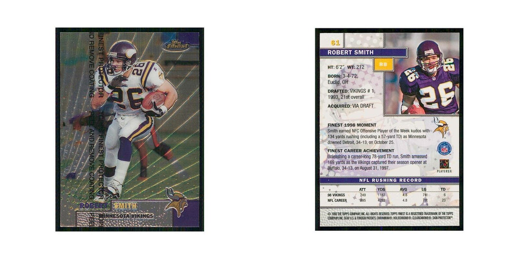 1999 Topps Finest w Coating Robert Smith Vikings #61