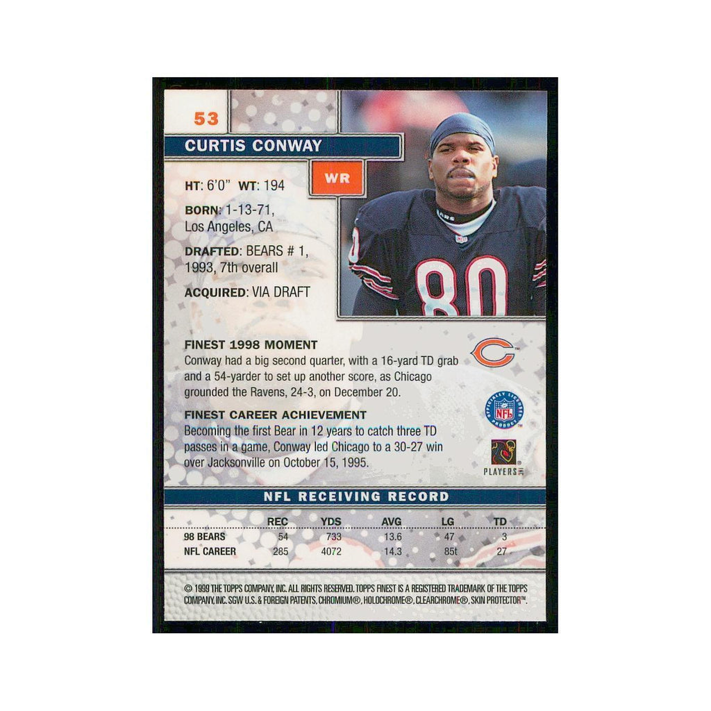1999 Topps Finest w Coating Curtis Conway Bears #53