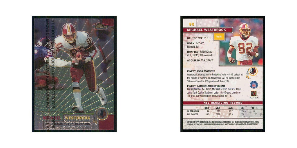 1999 Topps Finest w Coating Michael Westbrook Redskins #96