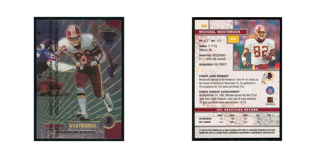 1999 Topps Finest w Coating Michael Westbrook Redskins #96