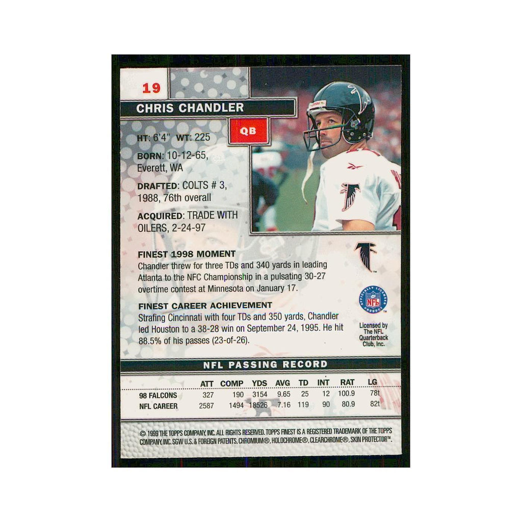 1999 Topps Finest w Coating Chris Chandler Falcons #19