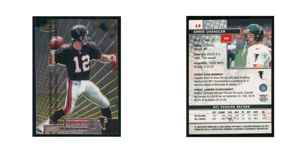 1999 Topps Finest w Coating Chris Chandler Falcons #19