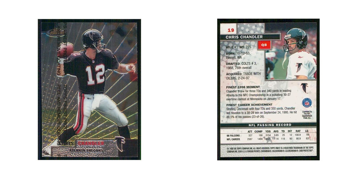 1999 Topps Finest w Coating Chris Chandler Falcons #19