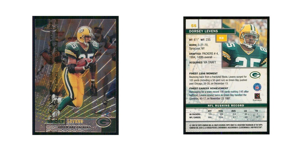 1999 Topps Finest w Coating Dorsey Levens Packers #56