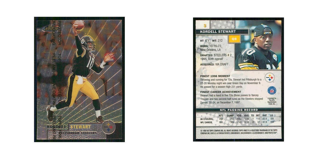 1999 Topps Finest w Coating Kordell Stewart Steelers #3